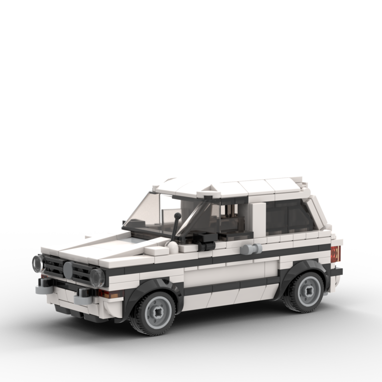 White Custom LEGO Car of a 1975 Volkswagen Golf GTI