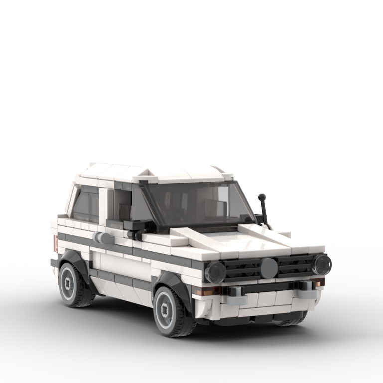 White Custom LEGO Car of a 1975 Volkswagen Golf GTI