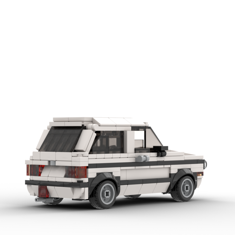 White Custom LEGO Car of a 1975 Volkswagen Golf GTI