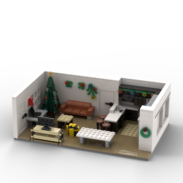 Personalized LEGO Room with Christmas decorations and various furniture