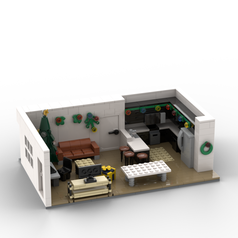 Personalized LEGO Room with Christmas decorations and various furniture