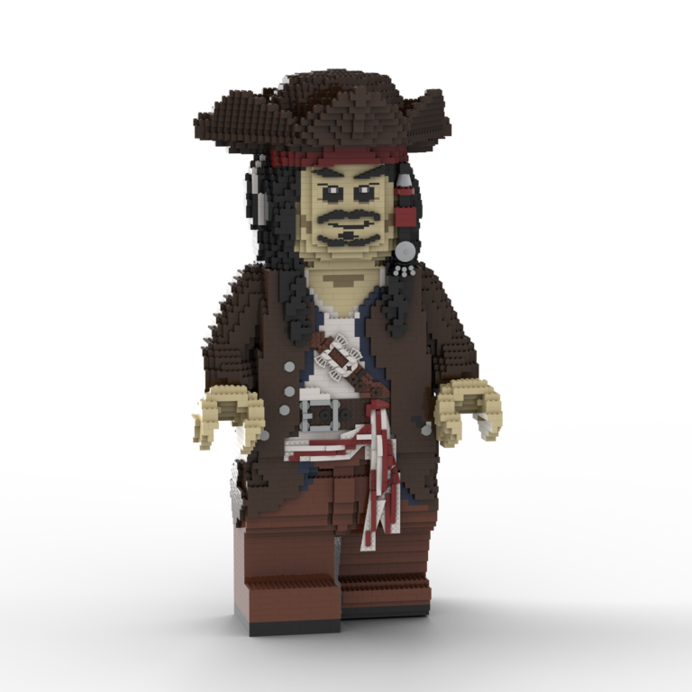 Custom LEGO Sculpture of Captain Jack Sparrow from the Pirates of the Carribean Franchise