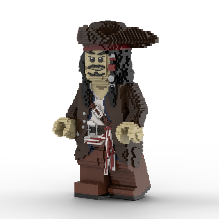 Custom LEGO Sculpture of Captain Jack Sparrow from the Pirates of the Carribean Franchise