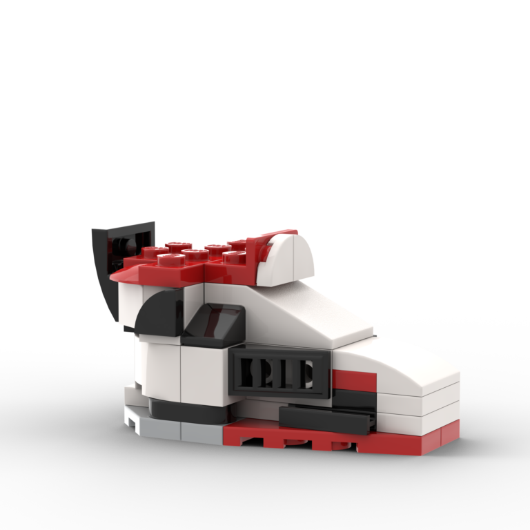 Personalized LEGO model of a red and white Air Jordan