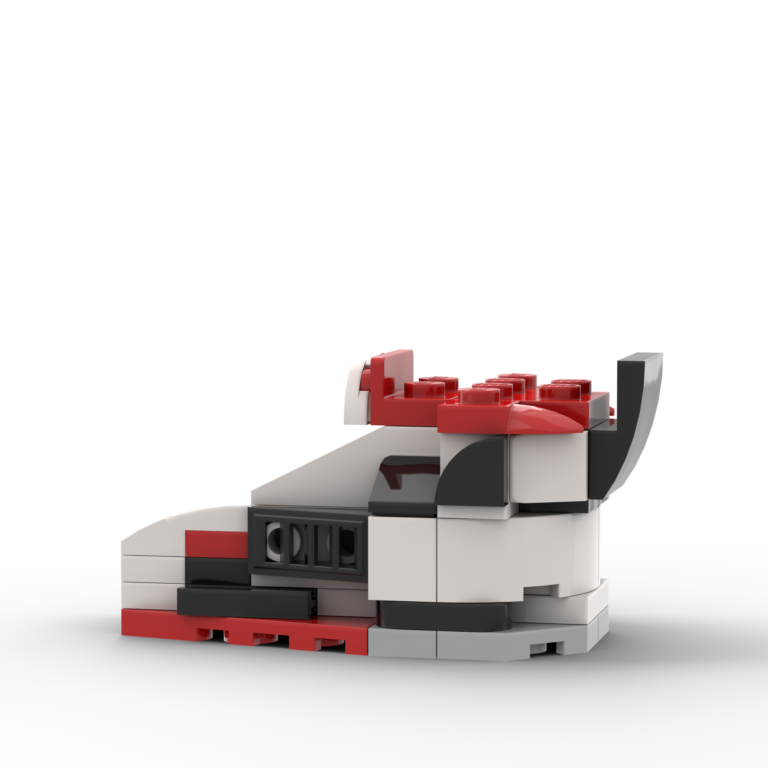 Personalized LEGO model of a red and white Air Jordan