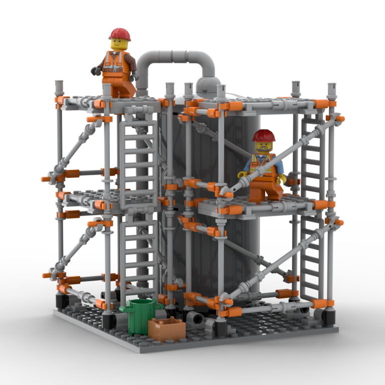 Corporate LEGO Gift of gray scaffolding with LEGO minifigures on top