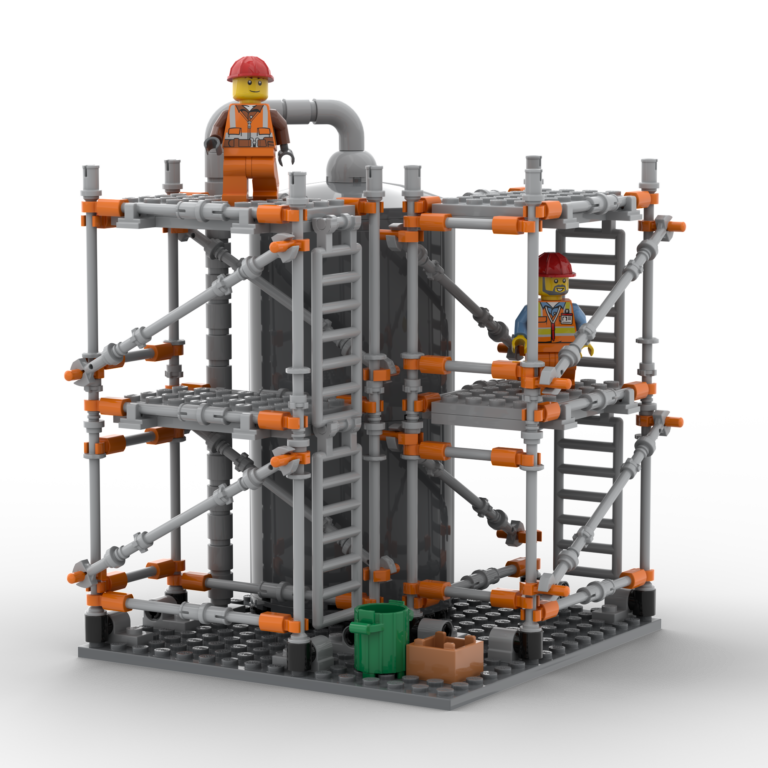 Corporate LEGO Gift of gray scaffolding with LEGO minifigures on top